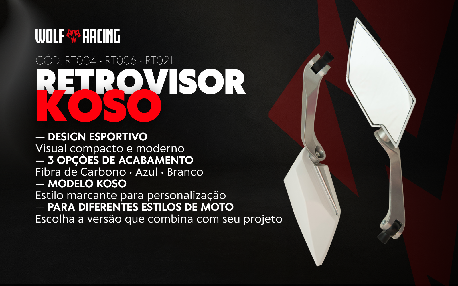 Detalhes Retrovisor Koso Wolf Racing